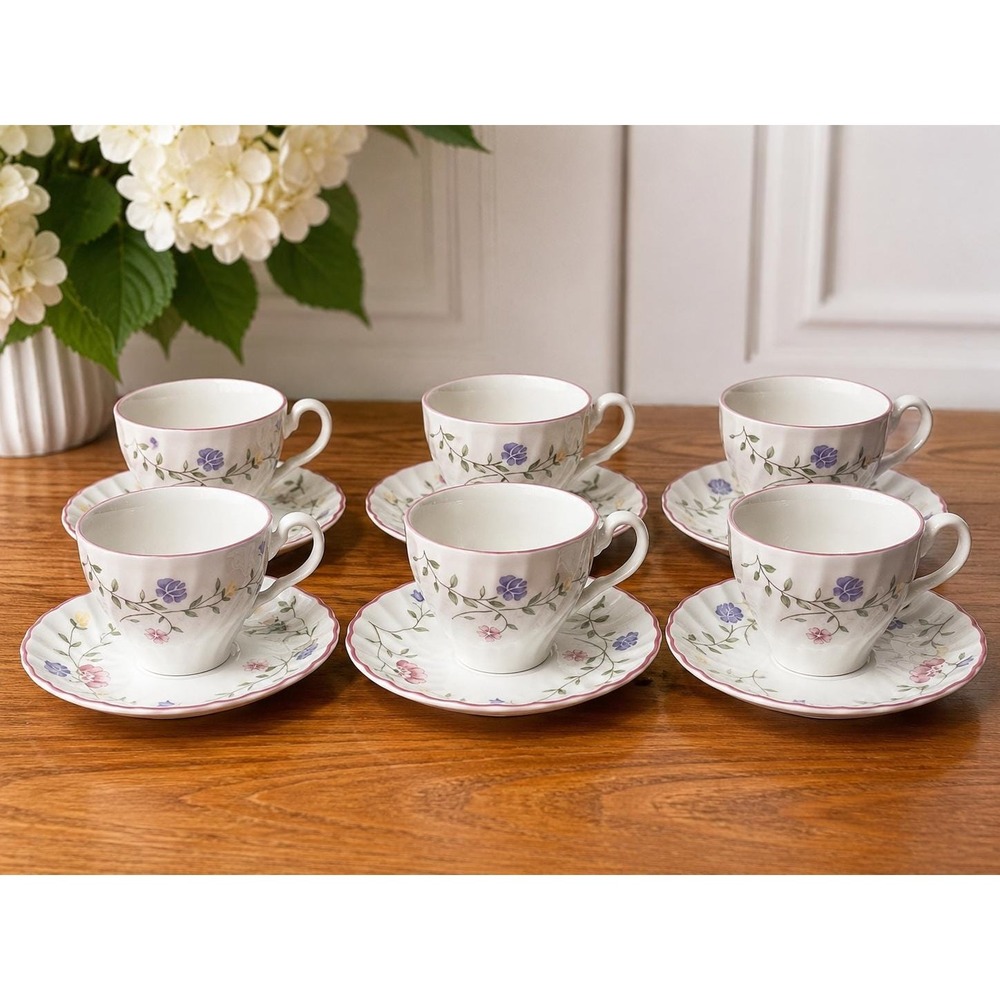 Johnson Bros England Summer Chintz Demitasse coffee Tea Cups & Saucers Set of 6